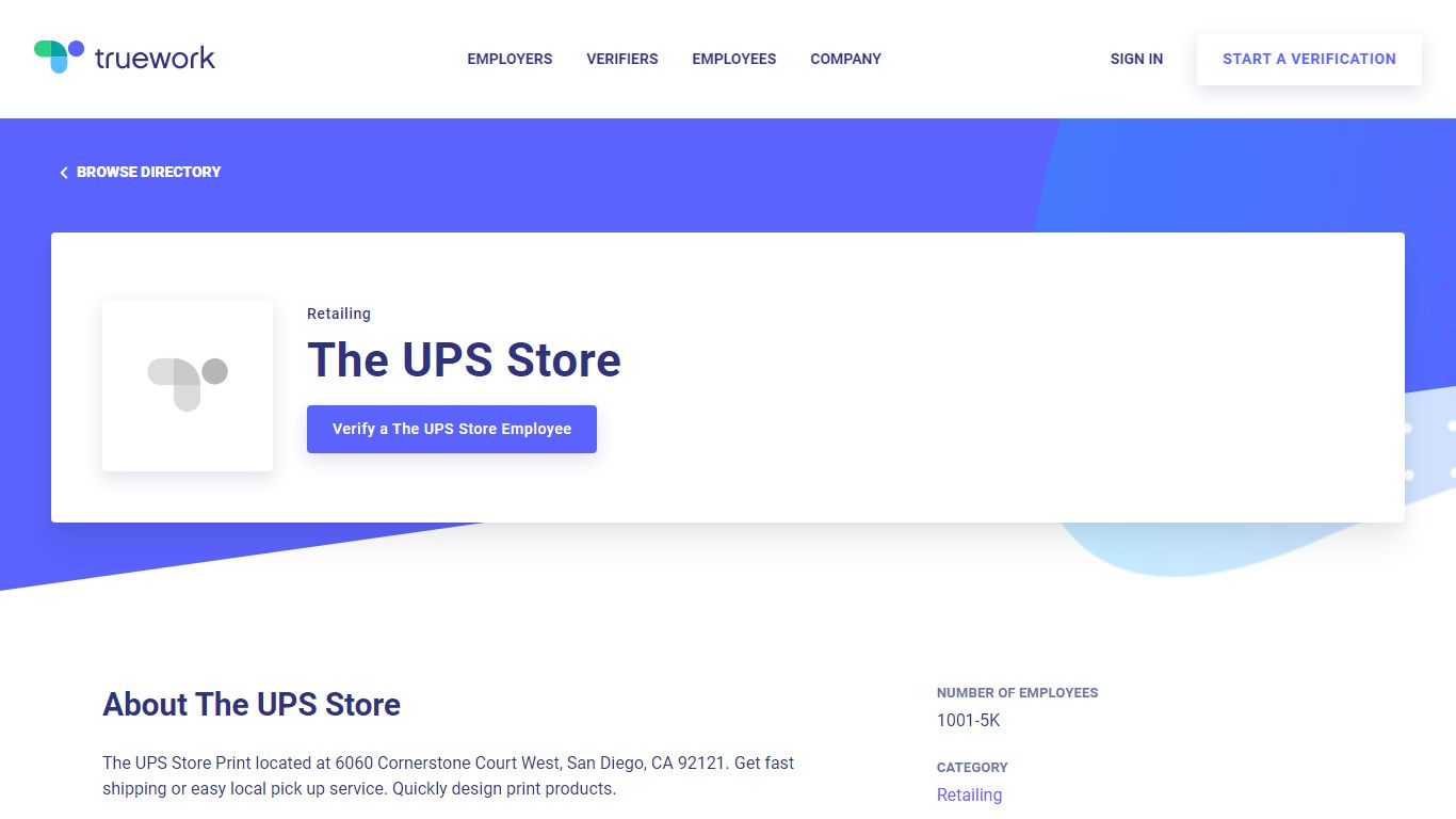 Employment Verification for The UPS Store | Truework